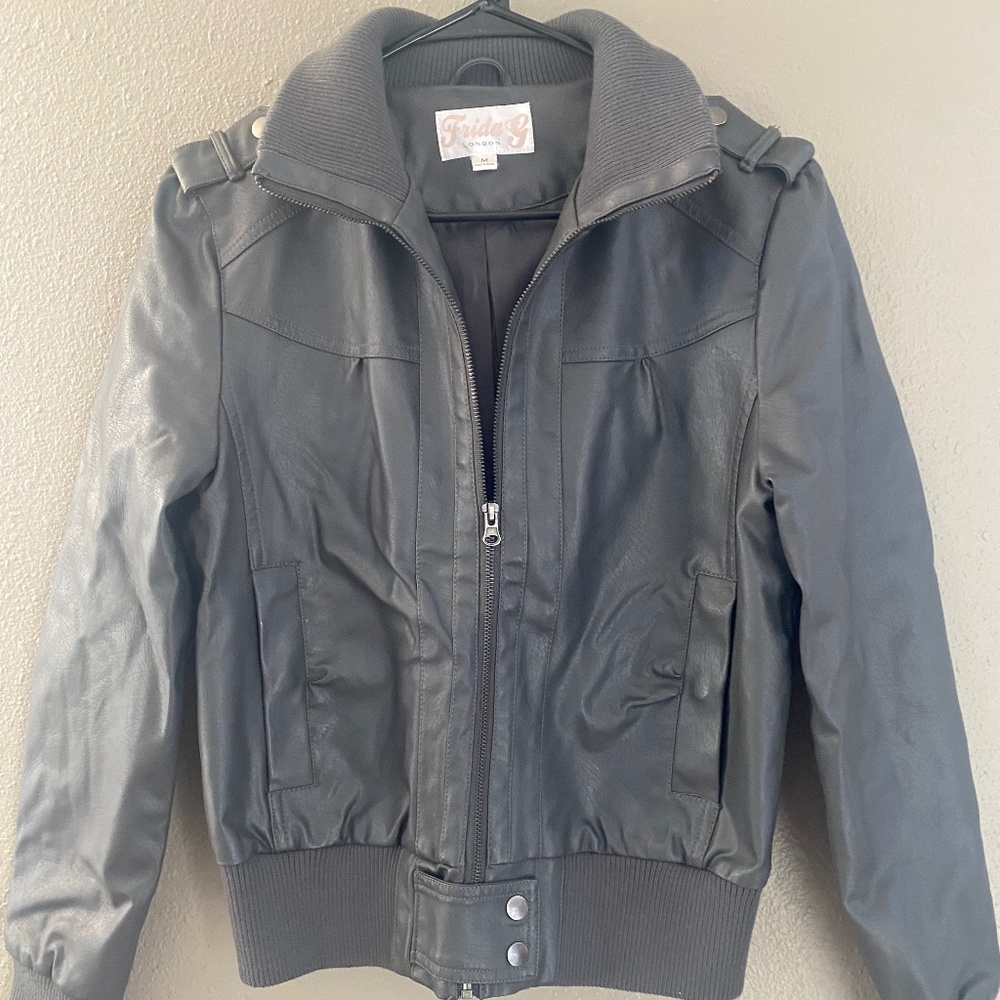 Grey Faux Leather Jacket